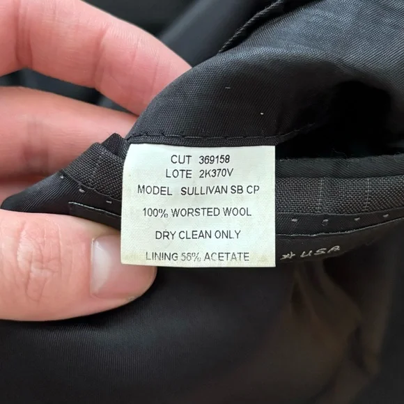 John Varvatos Gray Pinstripe Worsted Wool Sullivan Suit Jacket Blazer Size 40R/M